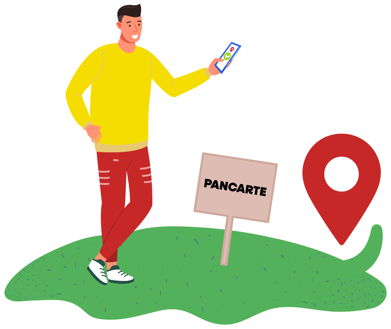 Illustration d'un poseur validant la pose sur son téléphone